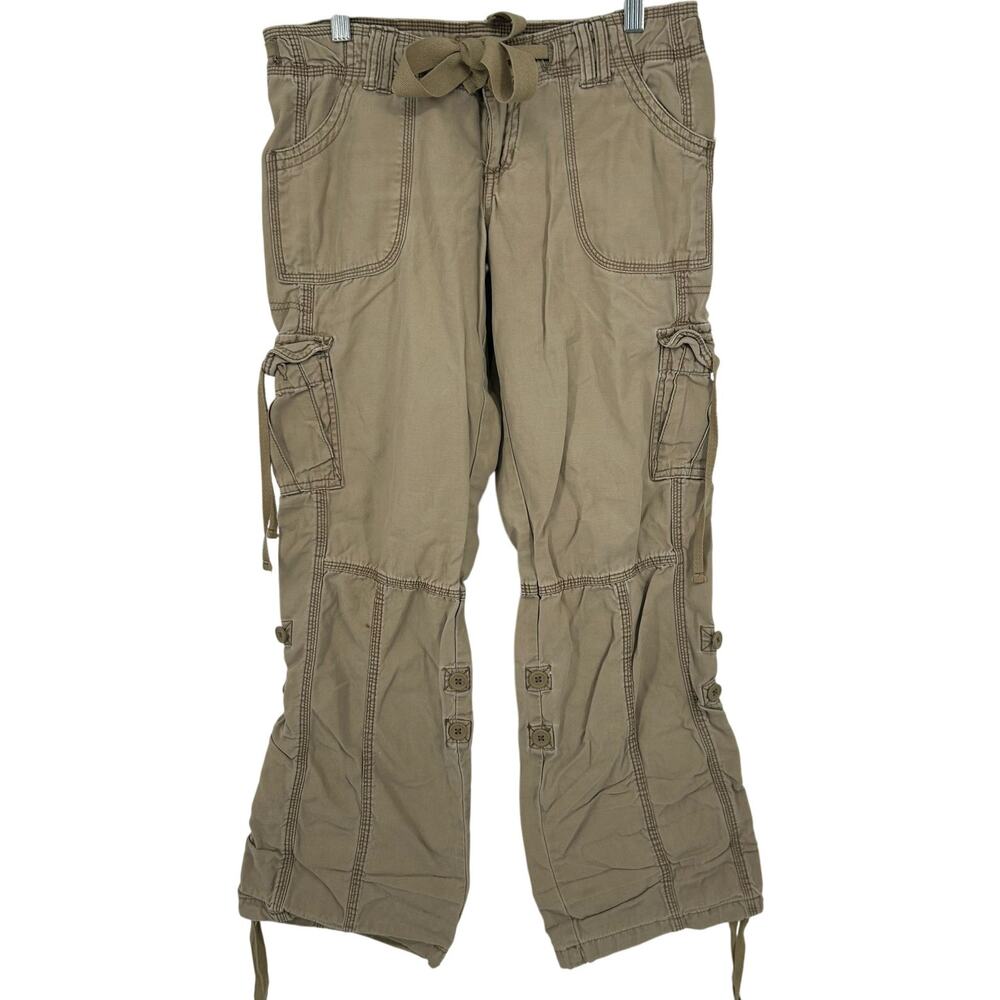 Vintage y2k Women's Tan Low Rise Nobo No Boundaries Baggy Cargo Pants Sz 9